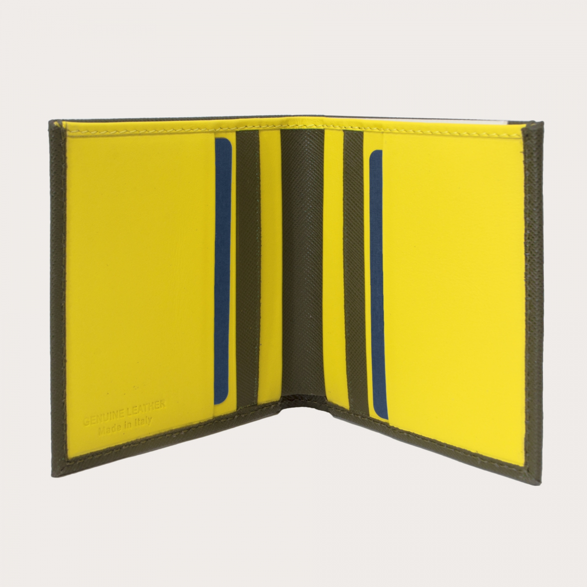 Cartera business compacta en piel saffiano verde