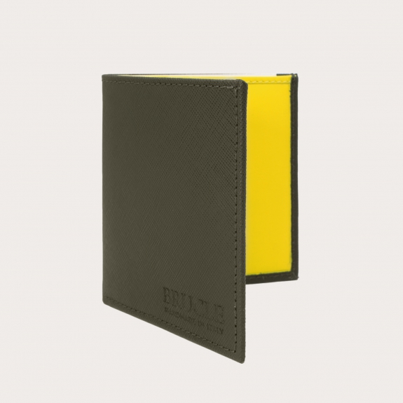 Cartera business compacta en piel saffiano verde