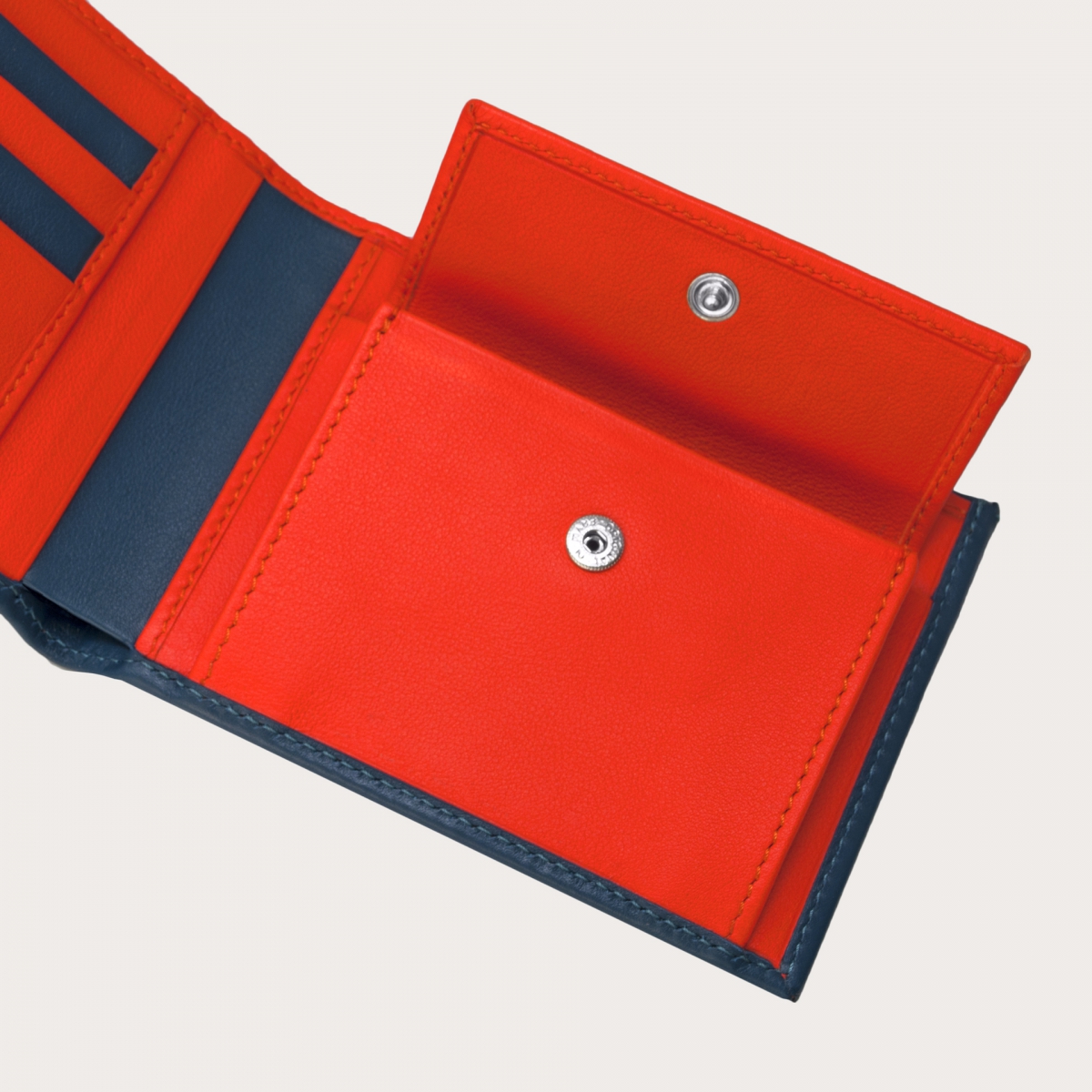 BRUCLE Cartera hombre verde azulado con monedero e interior a contraste