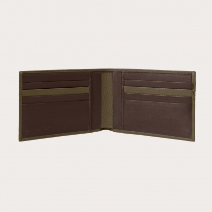Men's wallet with card holder in green and dark brown
