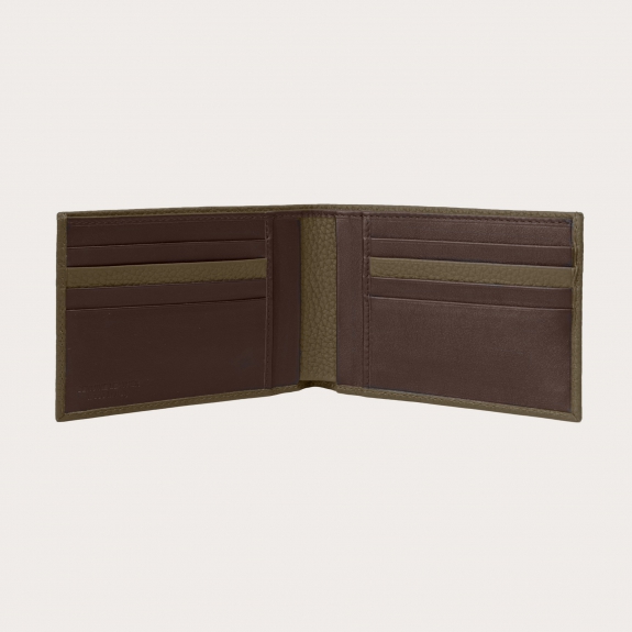 BRUCLE Men's wallet with card holder in green and dark brown