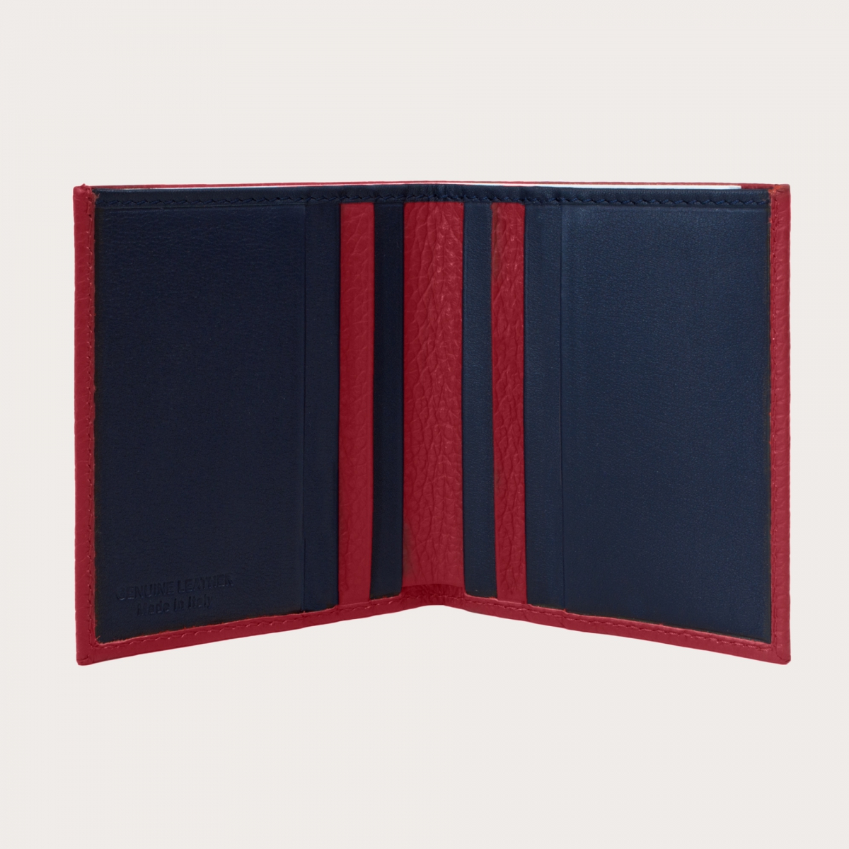 BRUCLE Portefeuille rouge compact en cuir foulonné