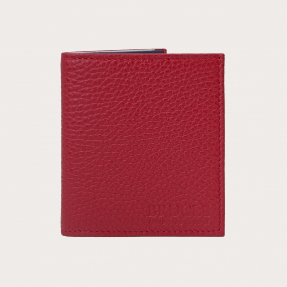 Compact red genuine leather wallet