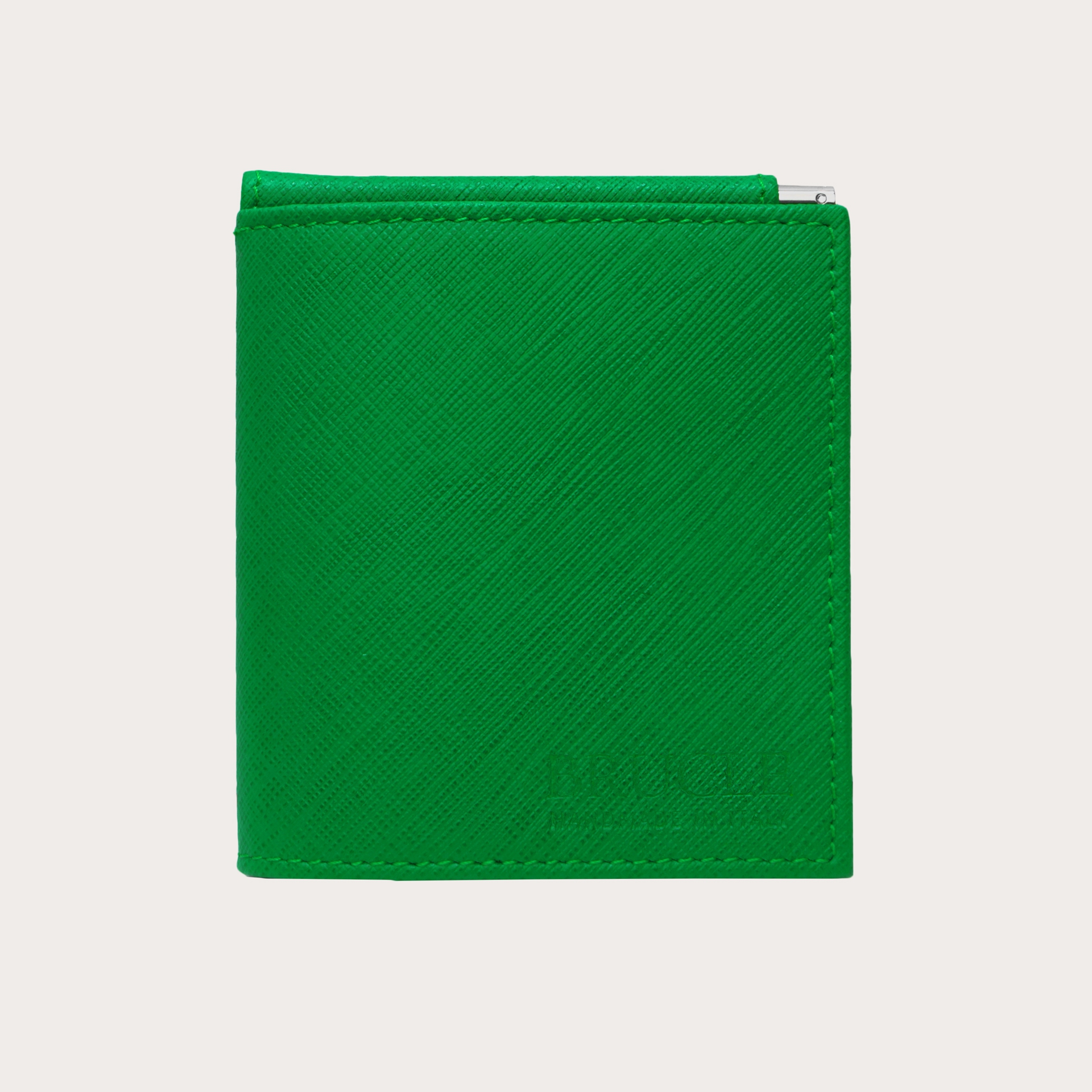 Kompakte grüne Mini-Portemonnaie aus Saffiano-Leder Brucle