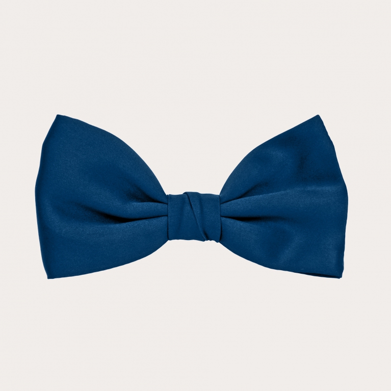 Classic bow tie in silk satin, blue