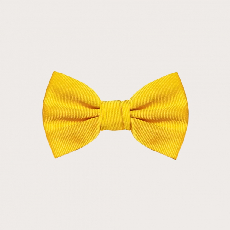 Yellow silk kids bow tie