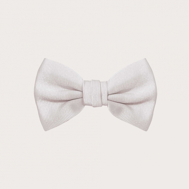 Kids white jacquard silk pre-tied bow tie