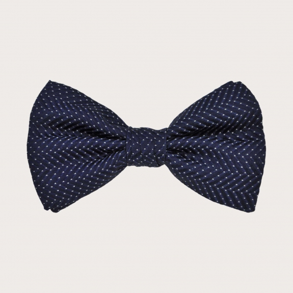 BRUCLE Silk pre-tied bow tie, blue navy with dotted pattern