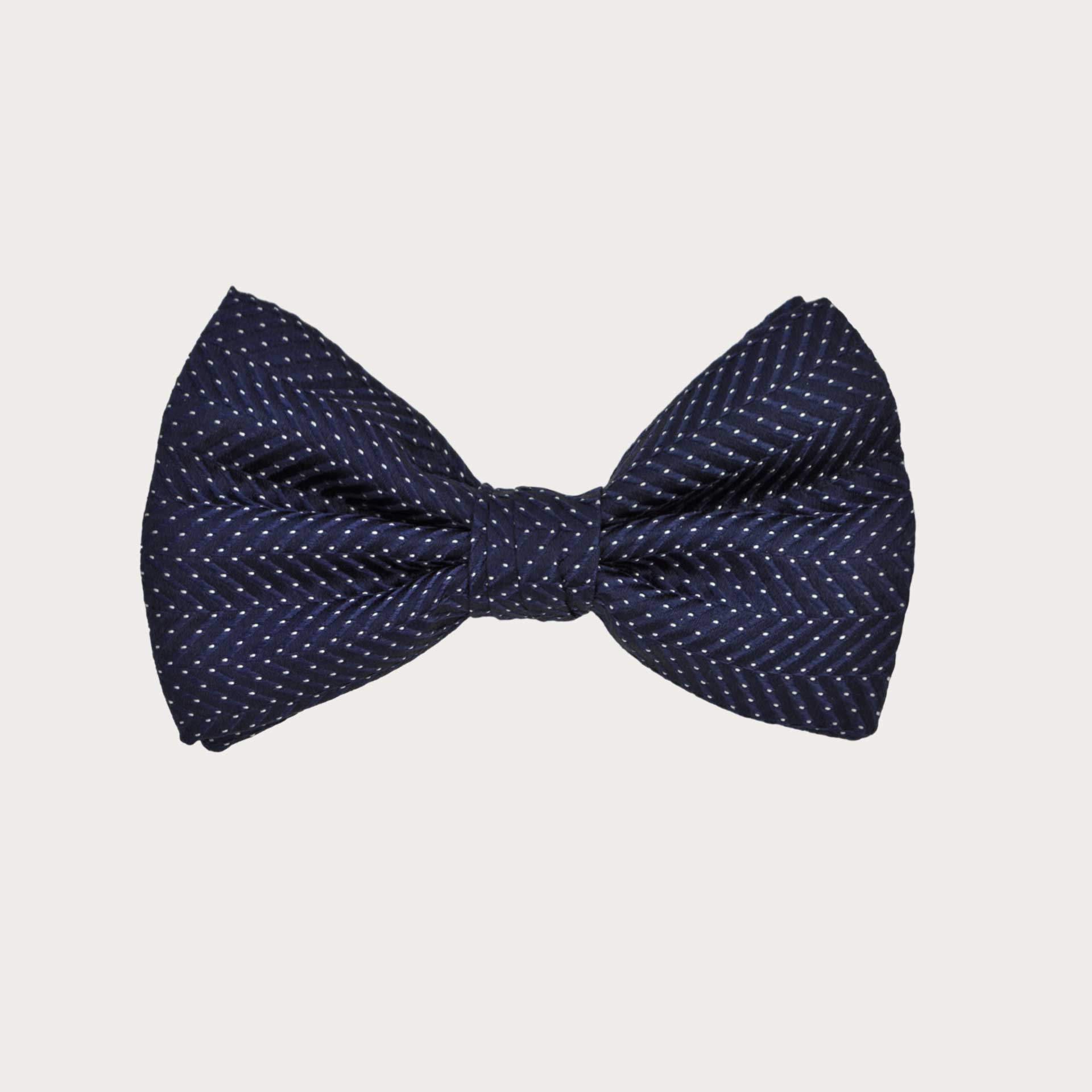 Noeud papillon bleu à pois en Soie pour Enfant