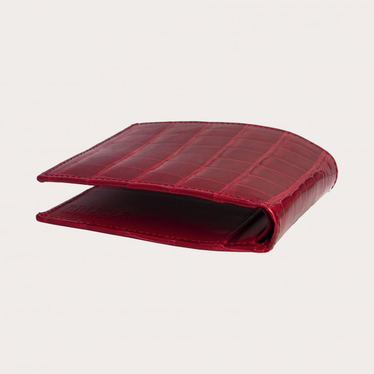 Luxury wallet in genuine crocodile, red