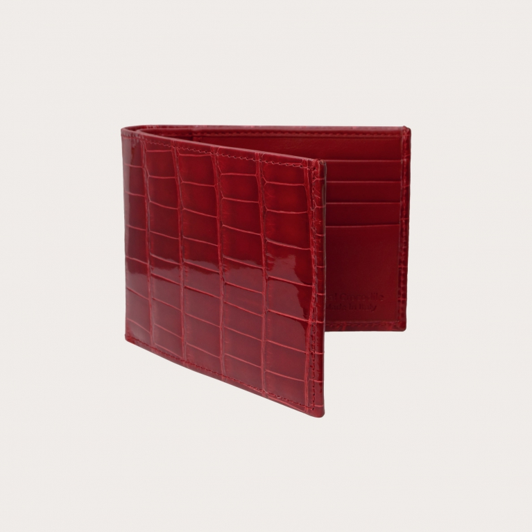 Portafoglio uomo luxury in vero coccodrillo rosso