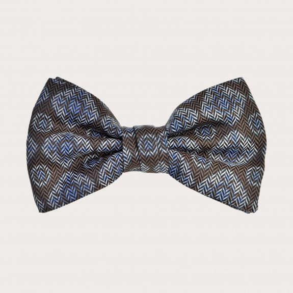 Exclusive Brown Silk Patterned BRUCLE Bow Tie
