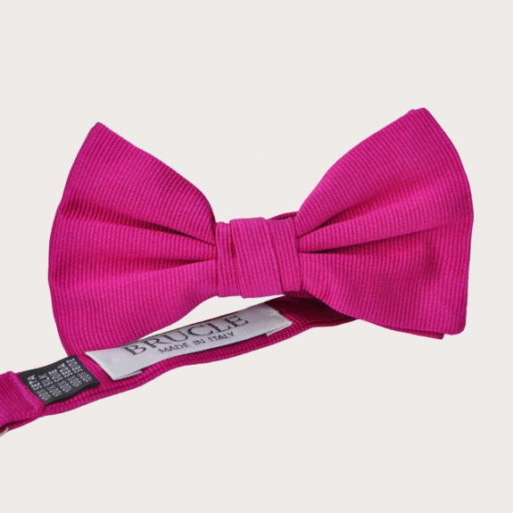 BRUCLE Elegant bow tie in fuchsia jacquard silk