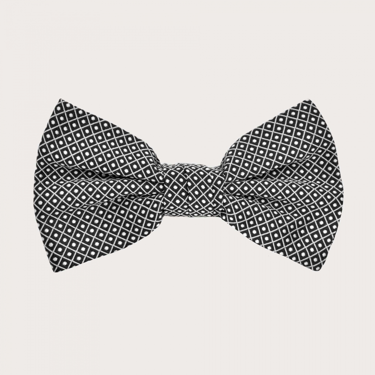 BRUCLE Black silk bow tie with polka dots