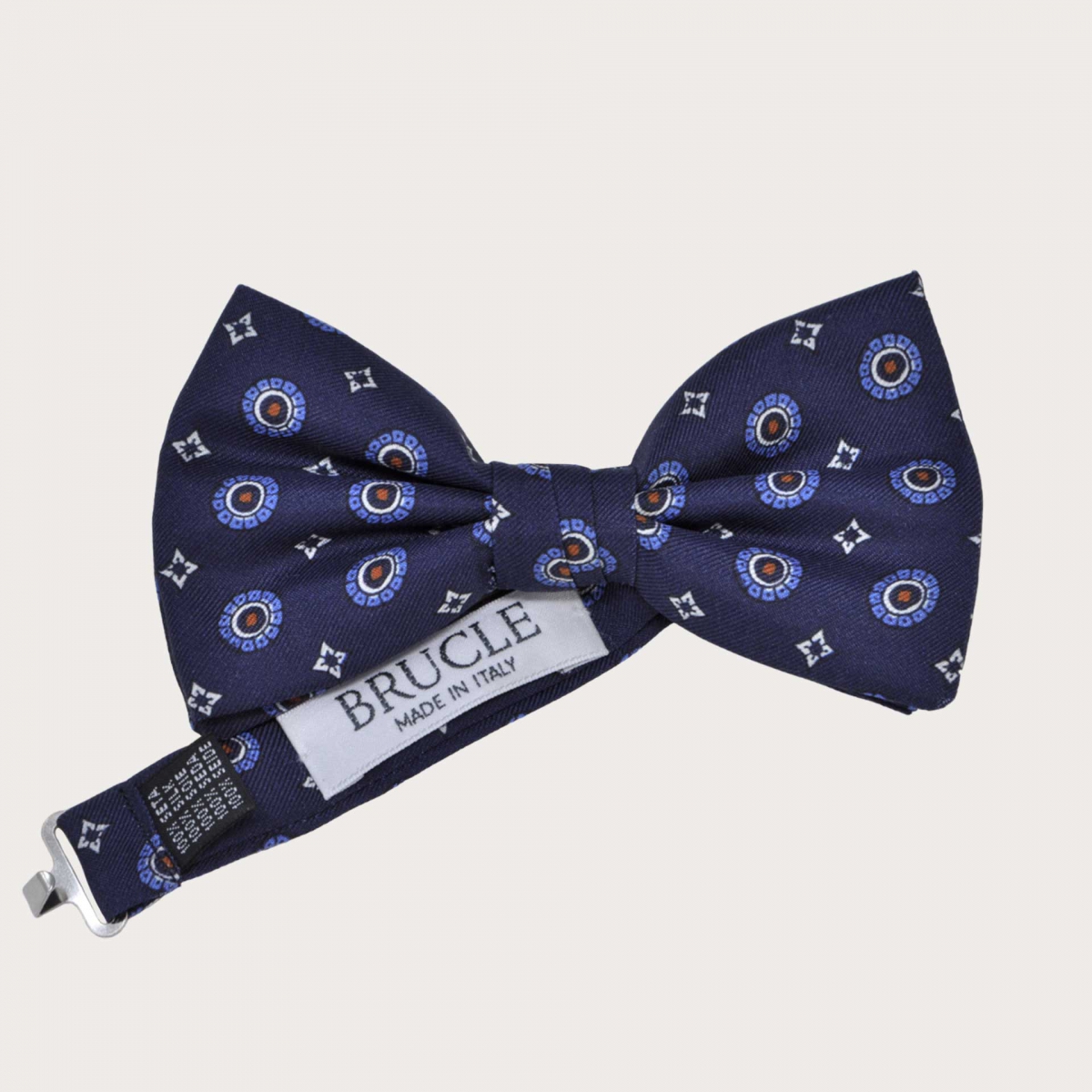 BRUCLE Elegante Blaue Seidenfliege mit Blumenmuster