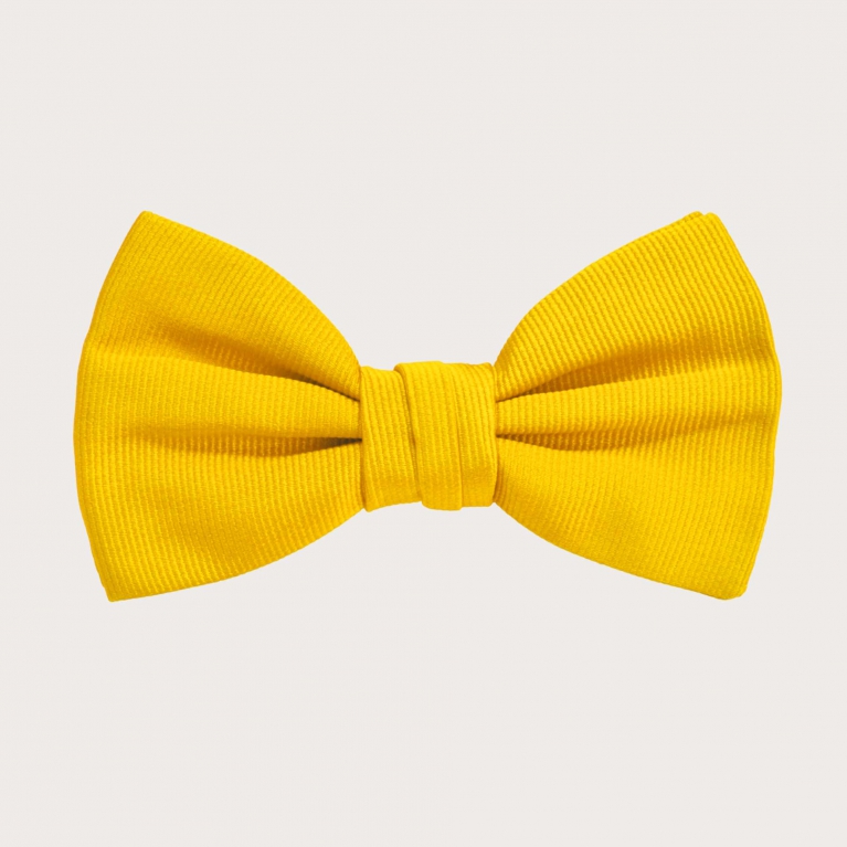 Yellow bow tie in jacquard silk