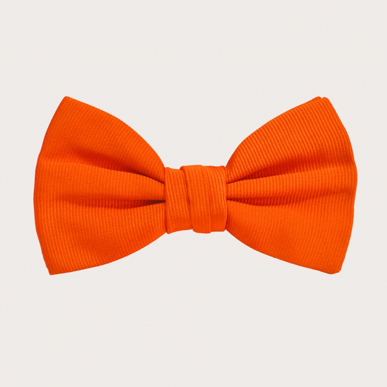 Orange bow tie in jacquard silk