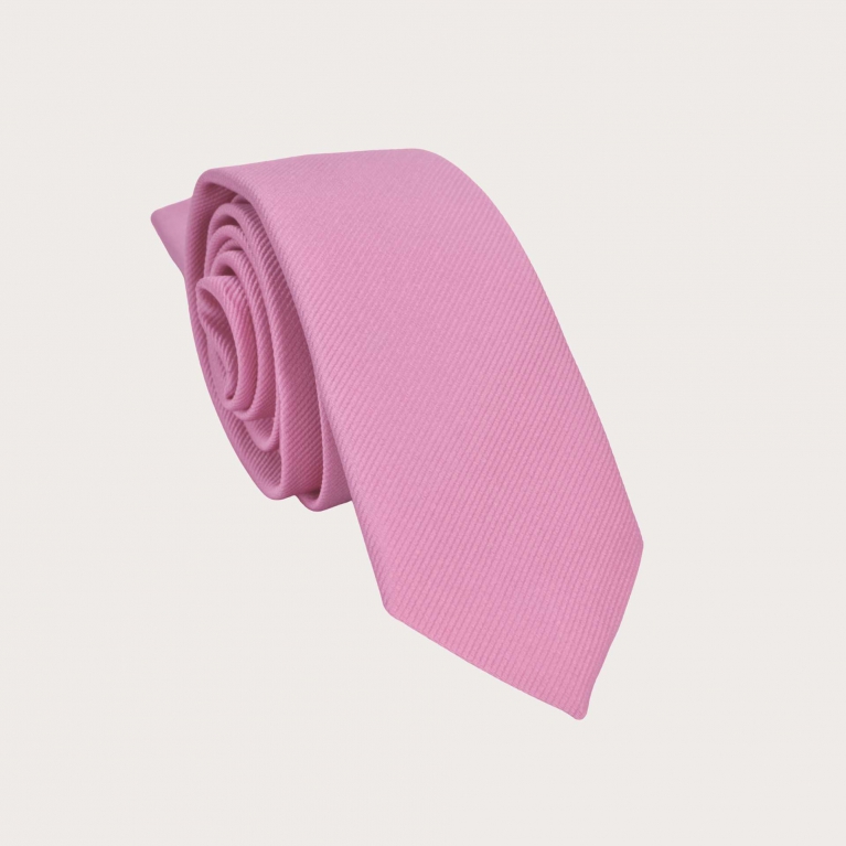 Cravate fine rose en soie
