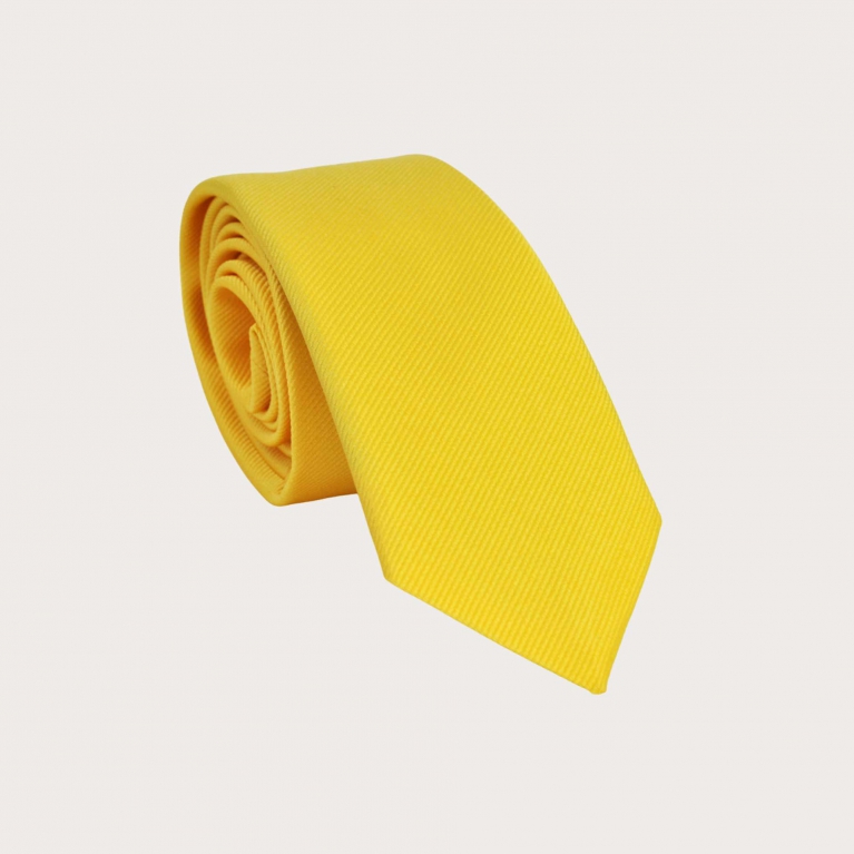 Yellow narrow silk necktie