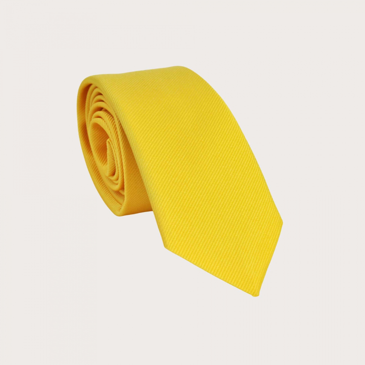 Cravatta stretta gialla in seta