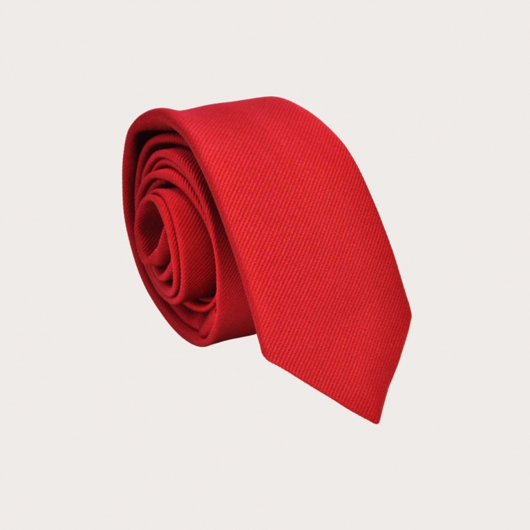 Corbata estrecha de seda roja
