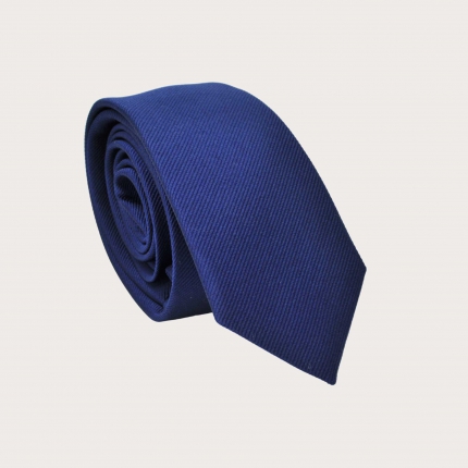 Blue narrow silk necktie