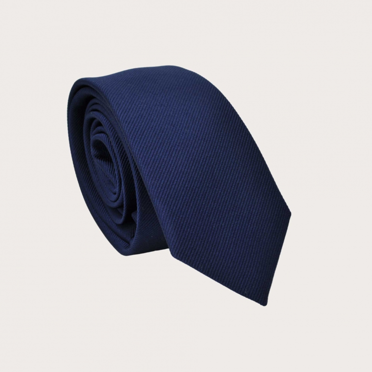 Navy blue narrow silk necktie