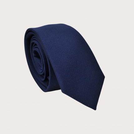 Corbata estrecha de seda azul marino