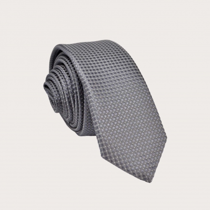 Corbata estrecha gris con puntitos de seda
