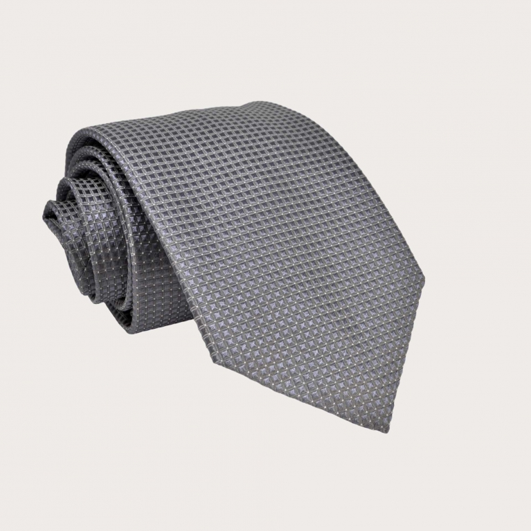 Men's grey dotted jacquard silk tie