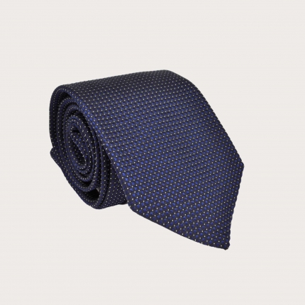 Cravatta in seta blu puntaspillo