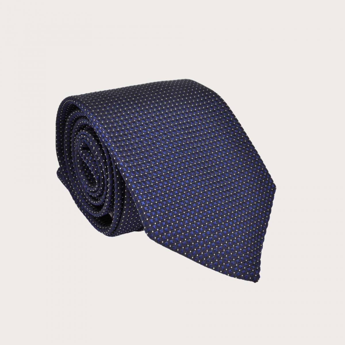 BRUCLE Dotted blue silk tie