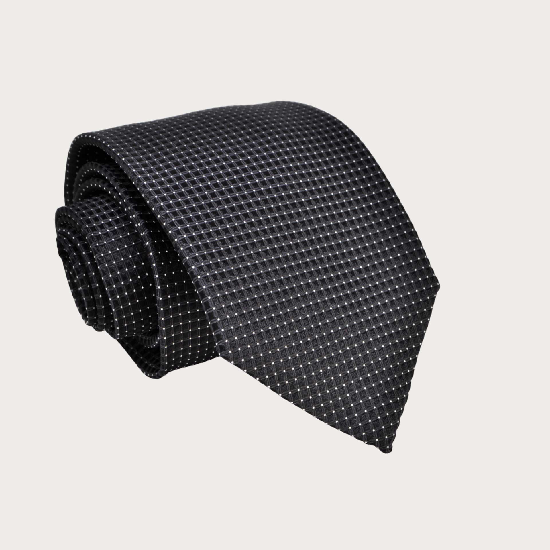 BRUCLE Men's tie in black dotted silk