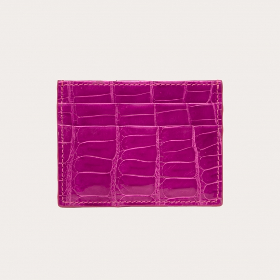 Tarjetero de cocodrilo fucsia