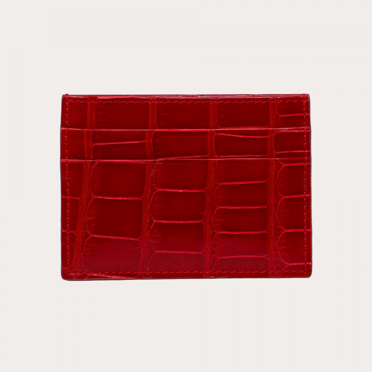 Porte-cartes de crédit rouge brillant en cuir véritable alligator