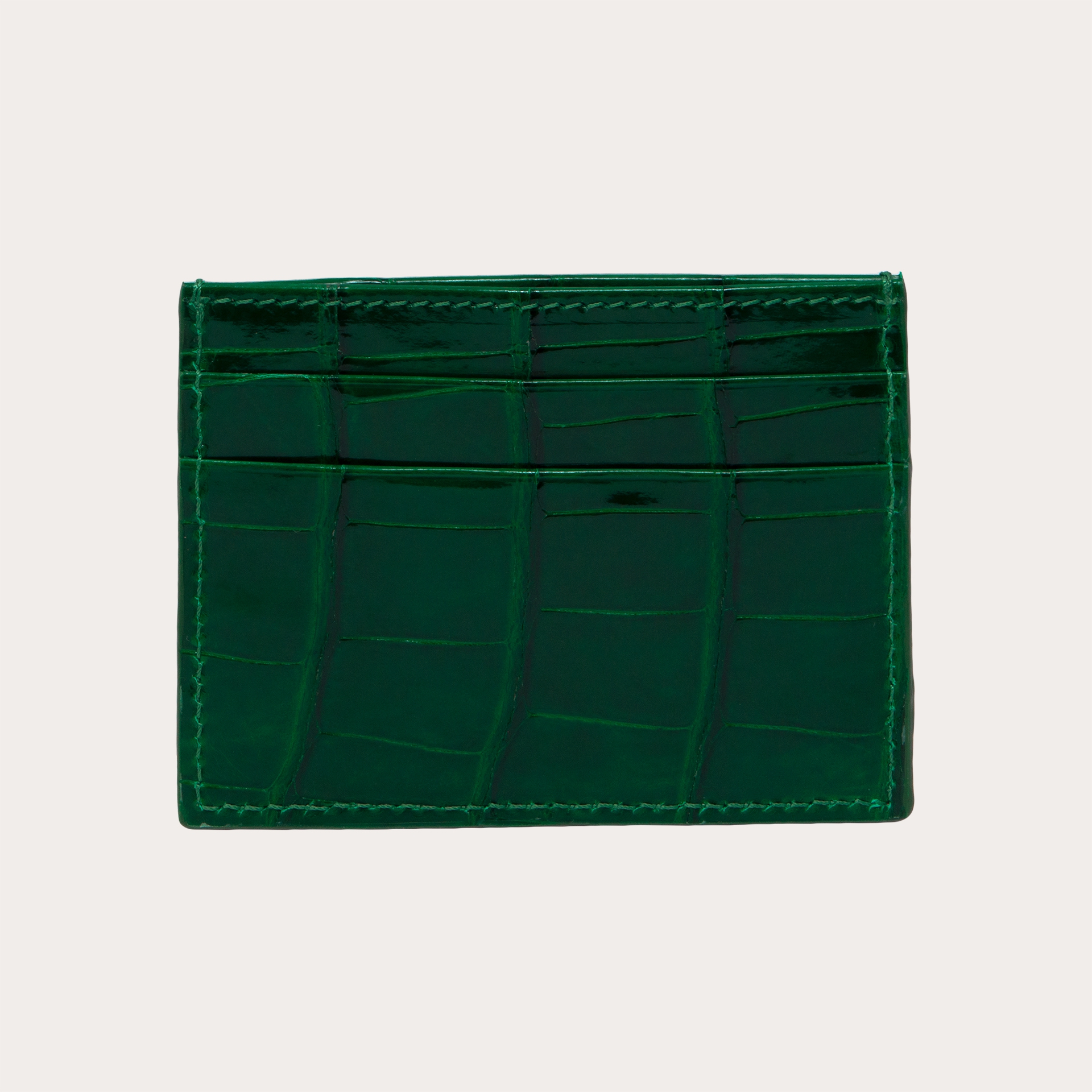 Green rectangular crocodile print coin purse