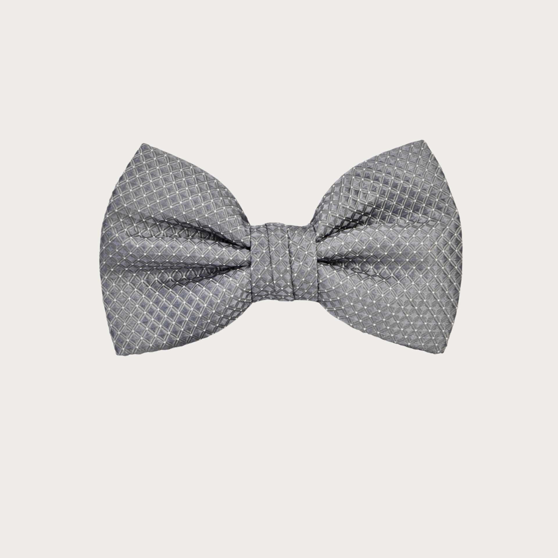 Nœud papillon gris à points pour enfant ou garçon