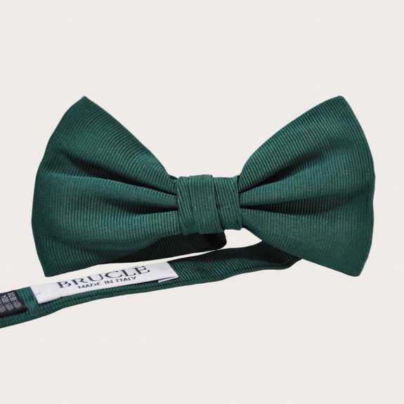 BRUCLE Green Silk pre-tied bow tie