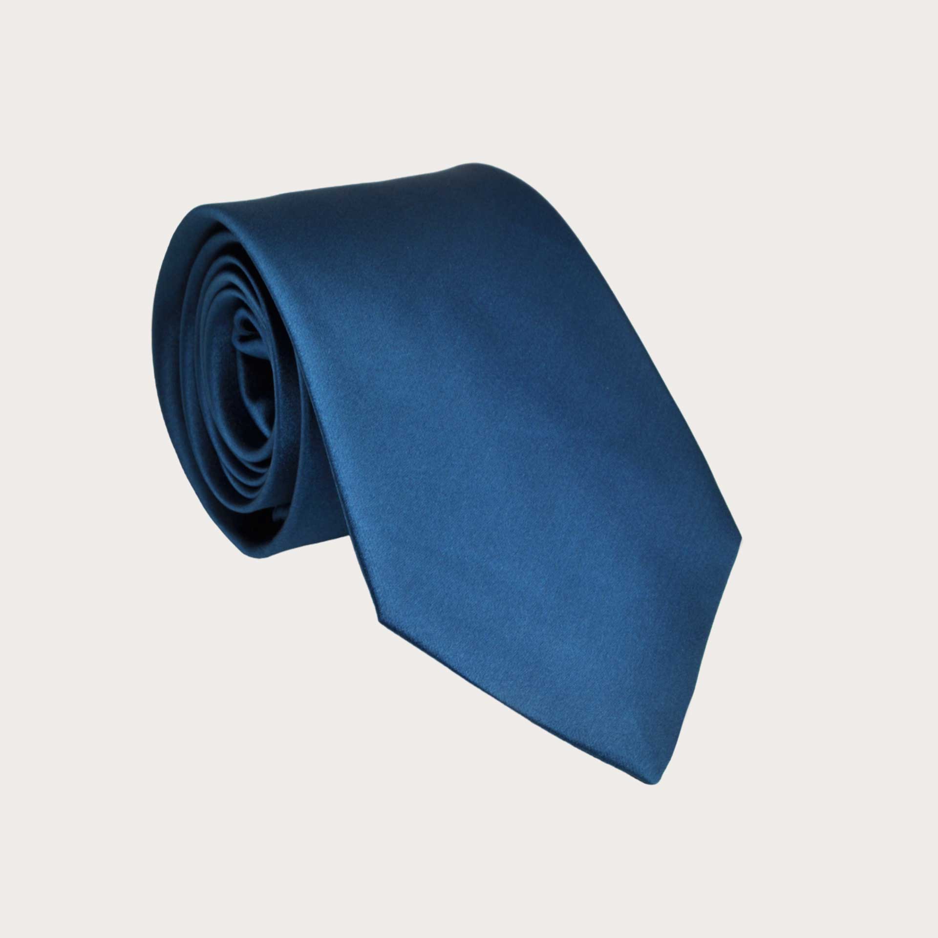 BRUCLE Classic necktie in blue silk satin
