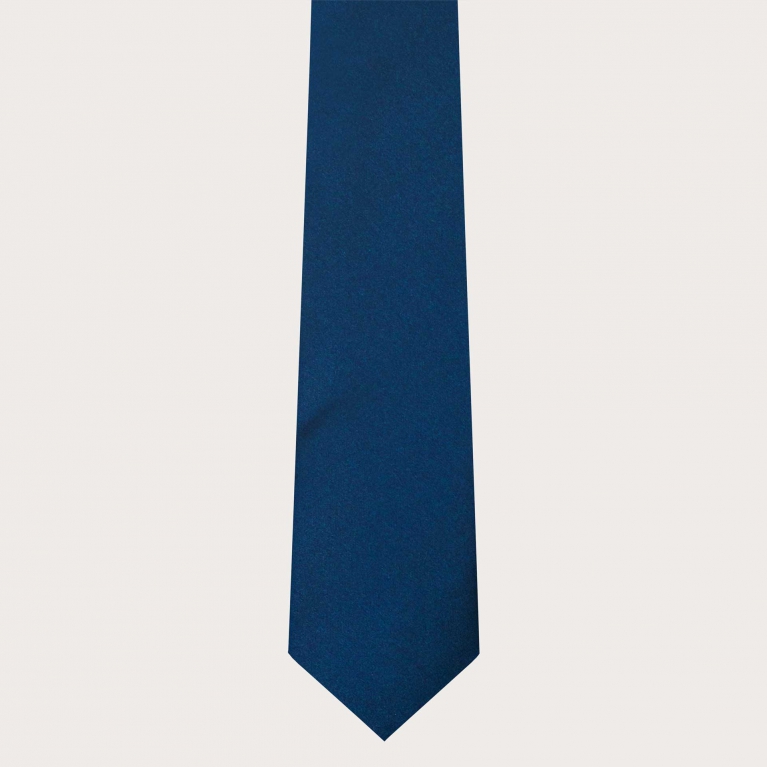 Corbata clásica en raso de seda azul