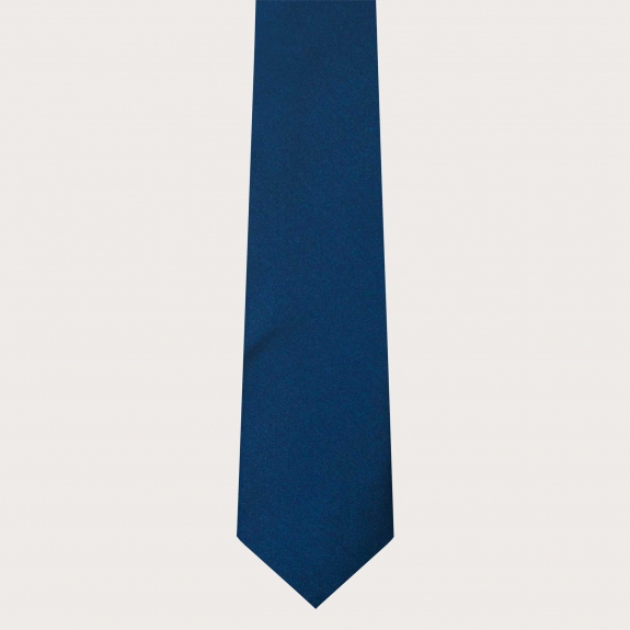 BRUCLE Cravate classique en satin de soie bleu