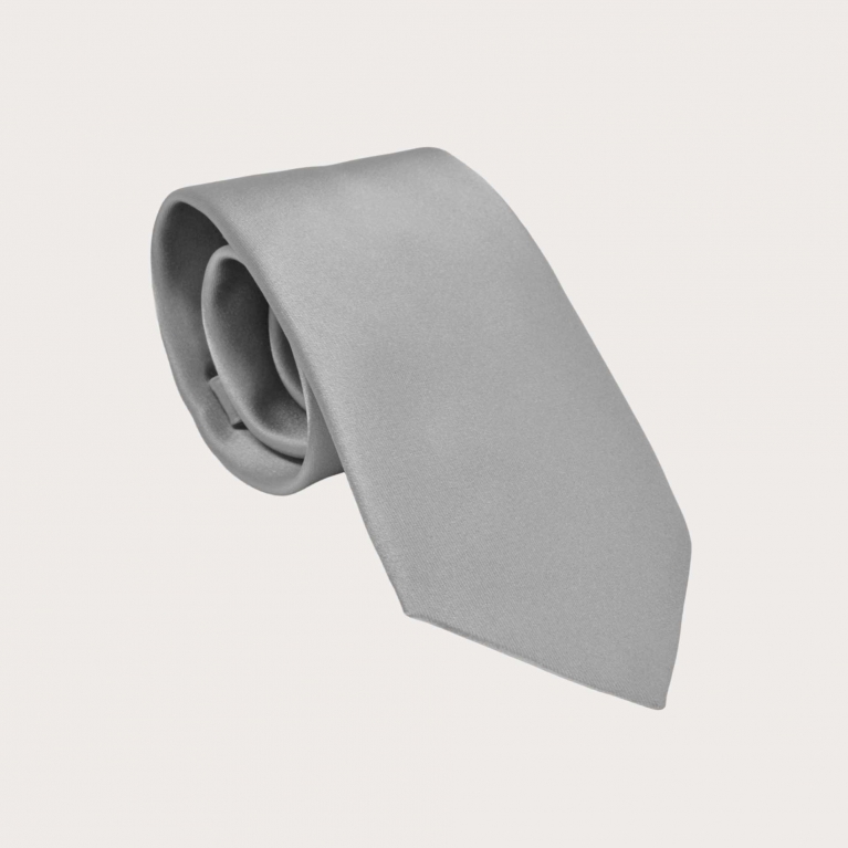 Classic tie in silk satin, grey