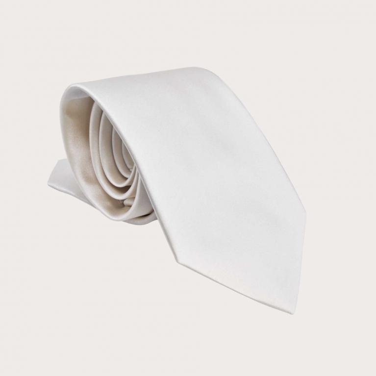 Cravate de mariage en satin de soie, blanc
