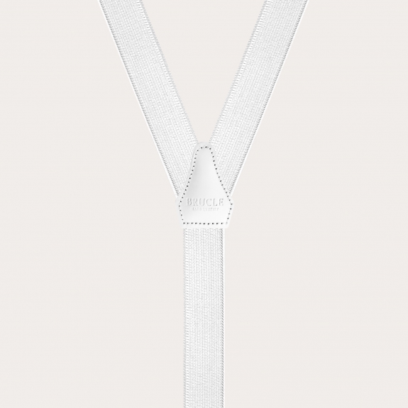 BRUCLE Formal Y-shape suspenders with braid runners, white