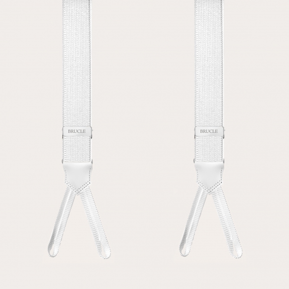 BRUCLE Formal Y-shape suspenders with braid runners, white