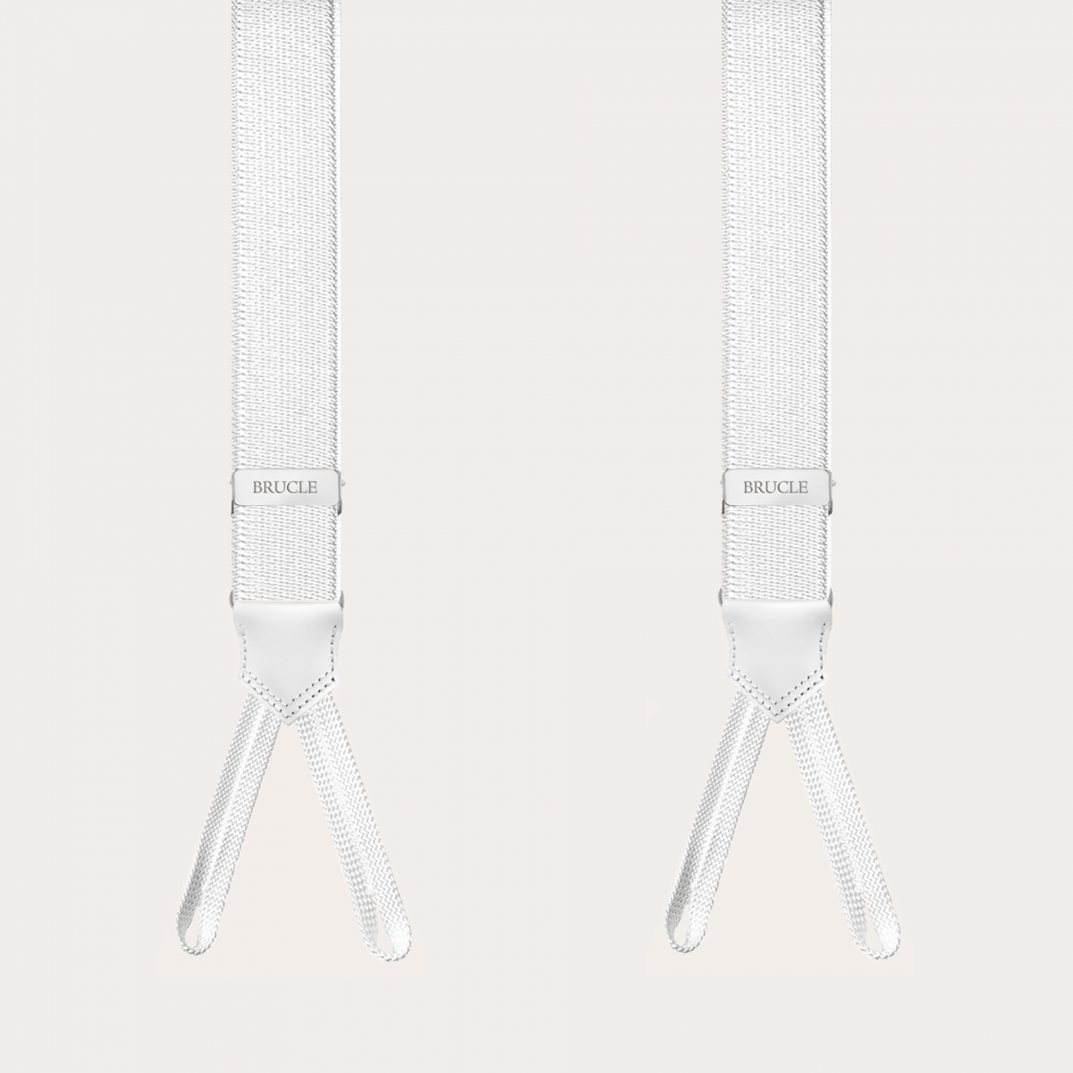 BRUCLE Formal Y-shape suspenders with braid runners, white