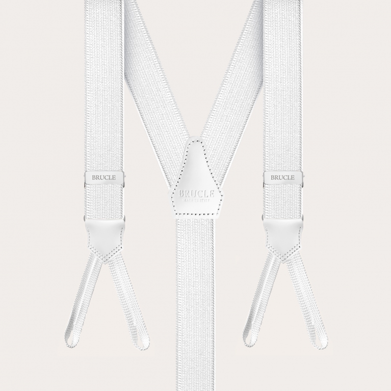 Formal Y-shape suspenders with braid runners, white