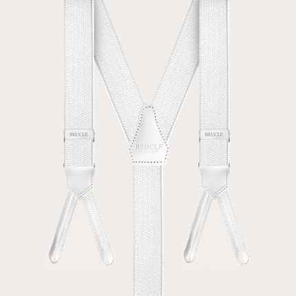 Formal Y-shape suspenders with braid runners, white