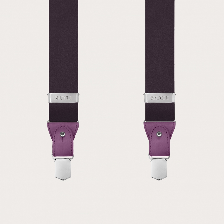 Formal Y-shape men suspenders in tubular silk borgogna