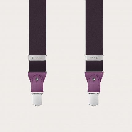 Formal Y-shape men suspenders in tubular silk borgogna